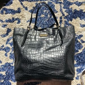 Michael kors black croc effect tote bag